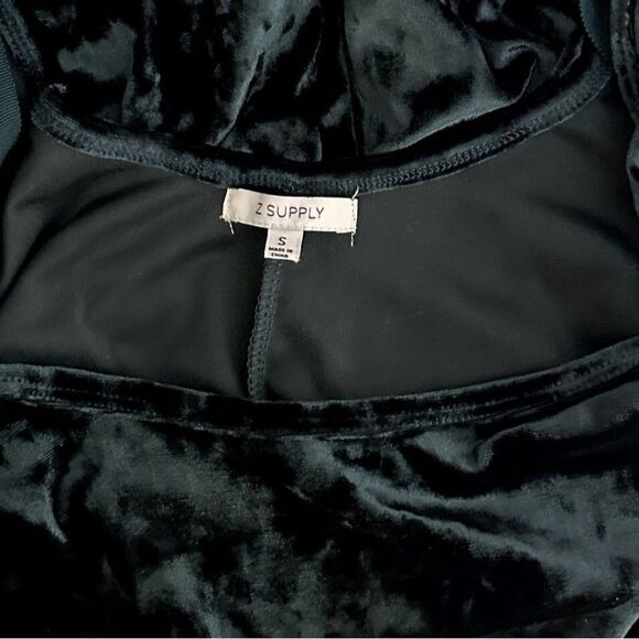 Z Supply Crushed Velvet A Line Dress Green S - Picture 8 of 10